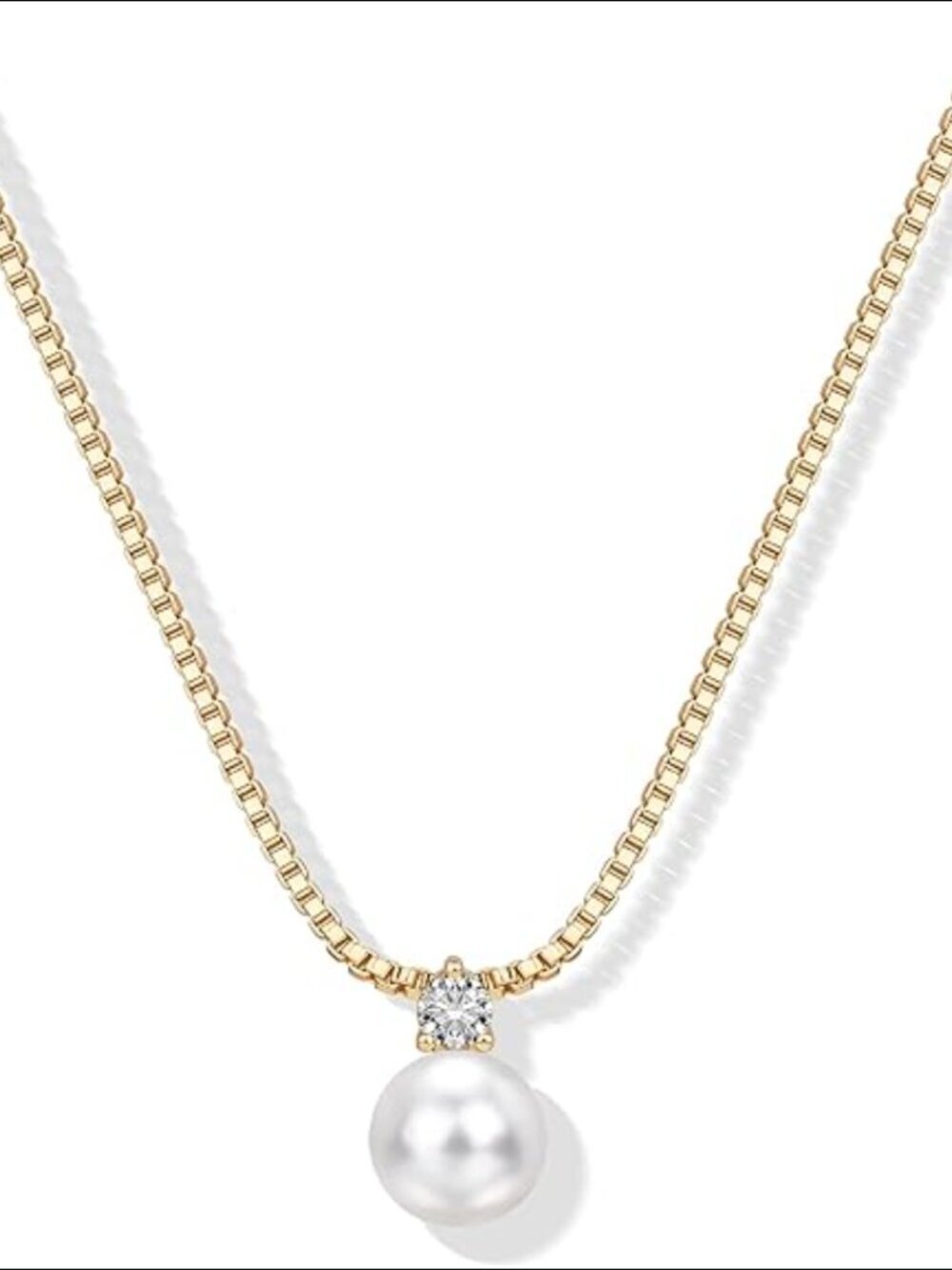 14K Gold Plated Pearl Pendant Necklace Dainty Wedding Jewelry